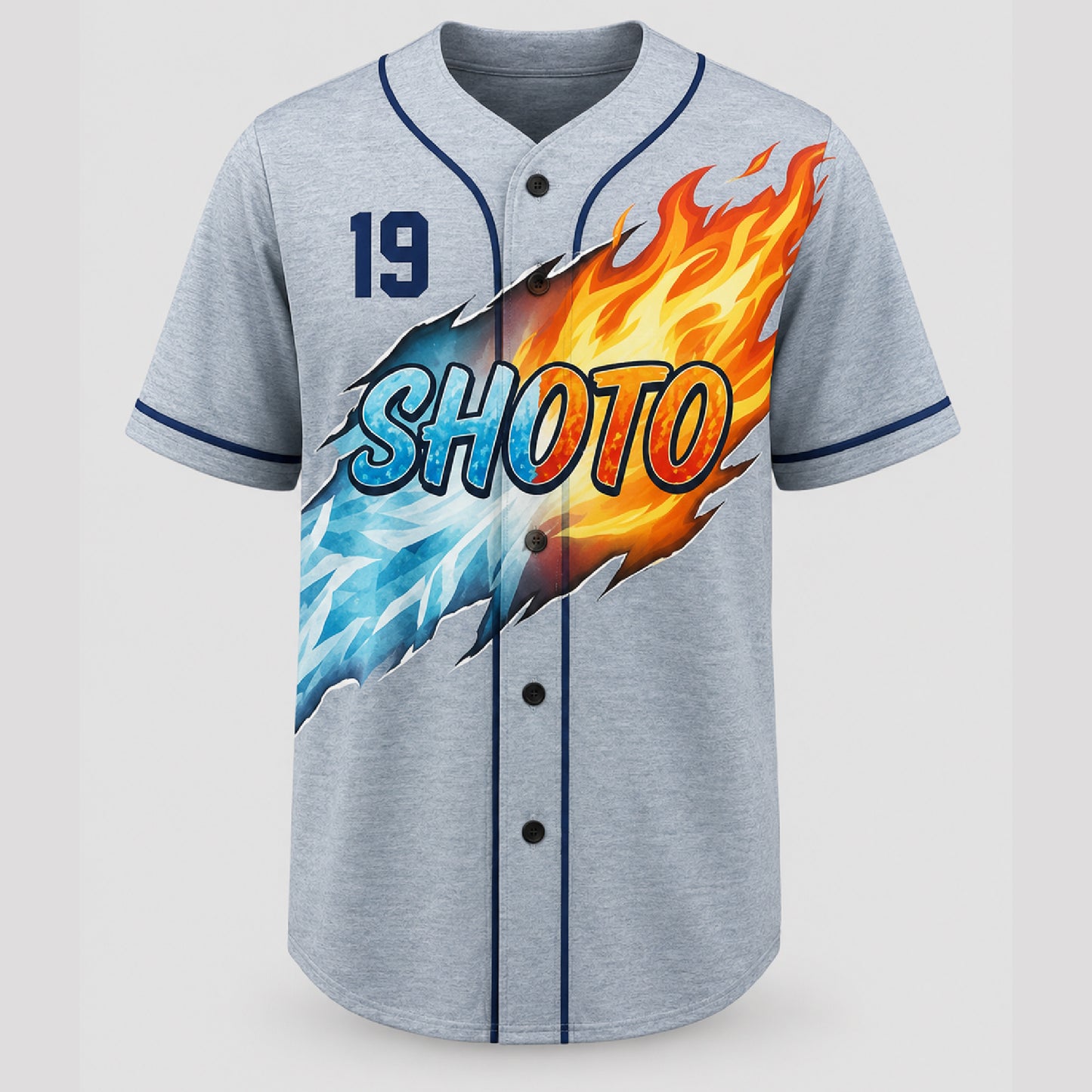 Custom Fire Ice Anime Baseball Jersey, Personalized Name Number Dual Power Hero Shirt