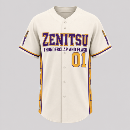 Anime Thunderclap Baseball Jersey, Purple Gold Basketball Inspired Shirt