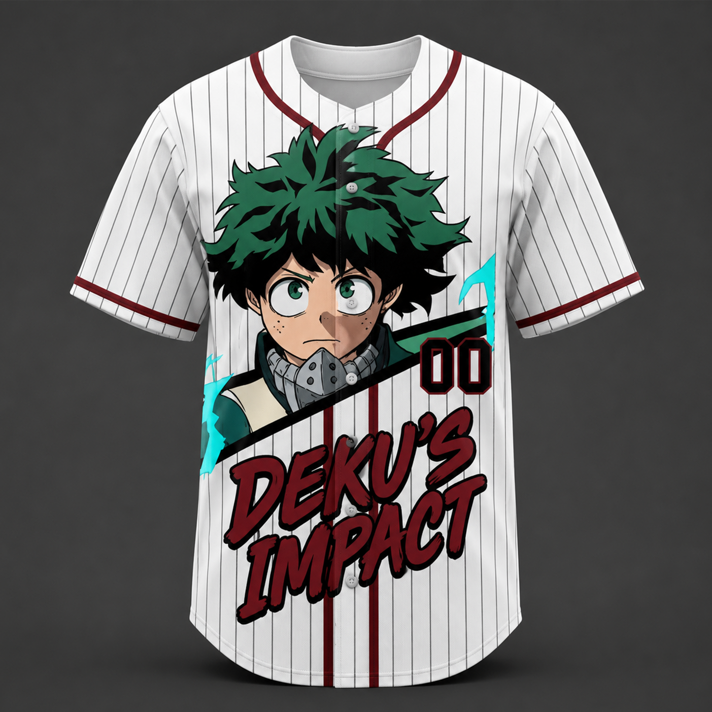 Custom Green Power Baseball Jersey, Anime Hero Academy Inspired Shirt