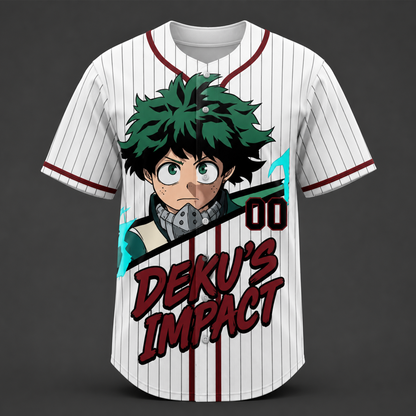 Custom Green Power Baseball Jersey, Anime Hero Academy Inspired Shirt