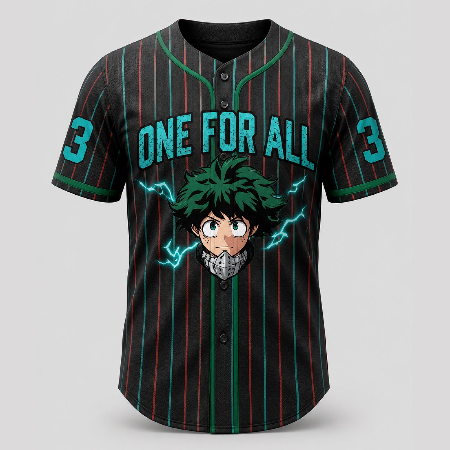 Custom Green Hero Baseball Jersey, Anime Academy Inspired Personalized Shirt