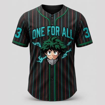 Custom Green Hero Baseball Jersey, Anime Academy Inspired Personalized Shirt