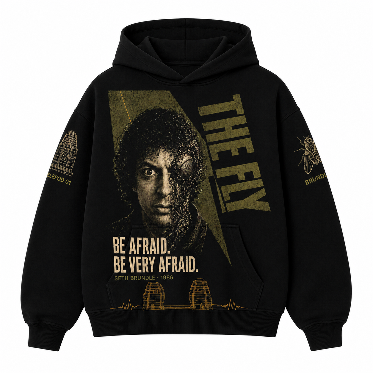Brundlefly Vintage Horror Tee/Hoodie – The Fly 1986 Retro Movie Shirt