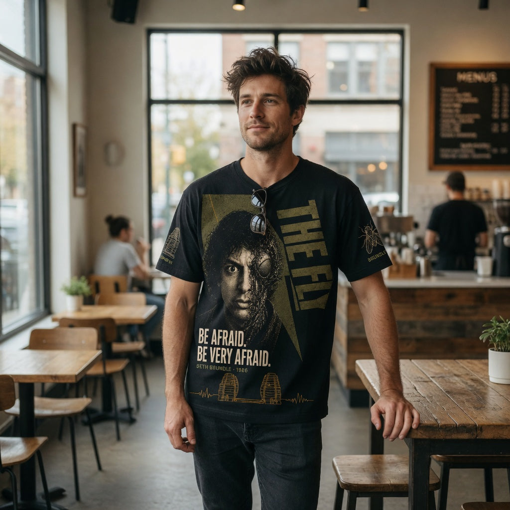 Brundlefly Vintage Horror Tee/Hoodie – The Fly 1986 Retro Movie Shirt