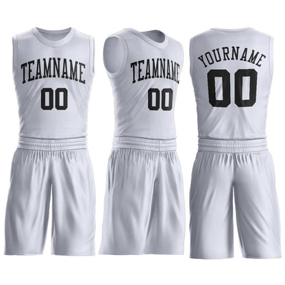 Custom White Black Round Neck Basketball Uniform Jersey