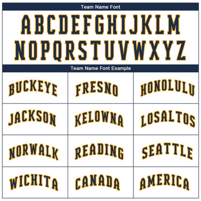 Custom White Navy-Gold Performance T-Shirt