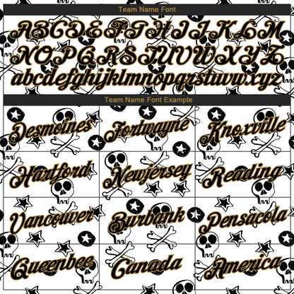 Custom Stitched White Black-Old Gold 3D Skull Fashion Sports Pullover Sweatshirt Hoodie