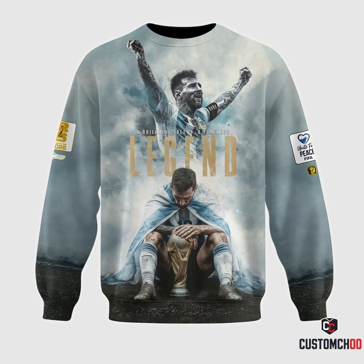 Argentina Legend Soccer Graphic Hoodie, World Champion Football Sweatshirt, Light Blue Fan T-Shirt, Zip Hoodie Gift