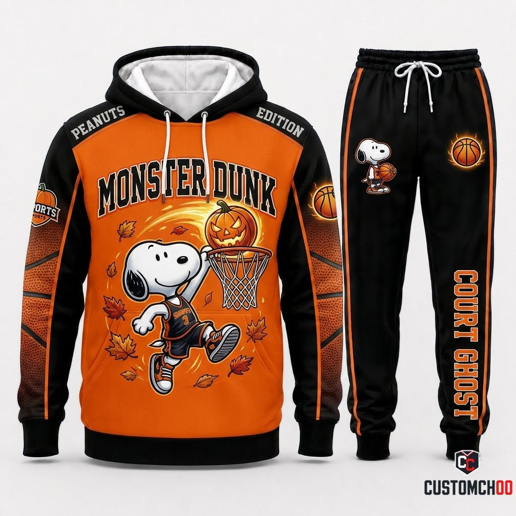 Snoopy Pumpkin Slam Halloween Hoodie and Pants Set