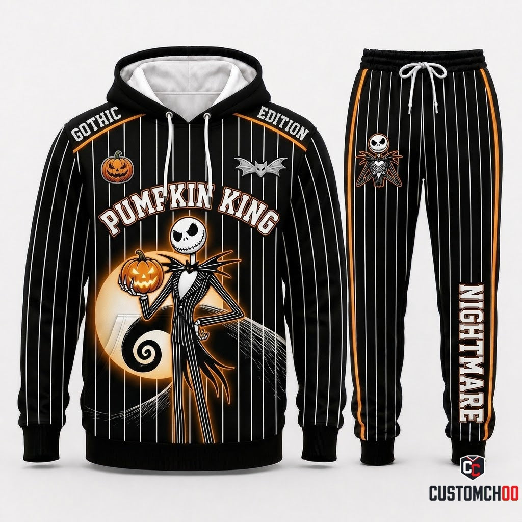 Jack Skellington Pumpkin King Halloween Hoodie and Pants Set