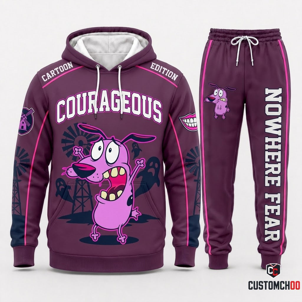Courage Cowardly Scream Halloween Hoodie and Pants Set
