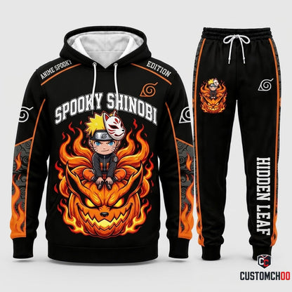 Naruto Kurama Pumpkin Halloween Hoodie and Pants Set