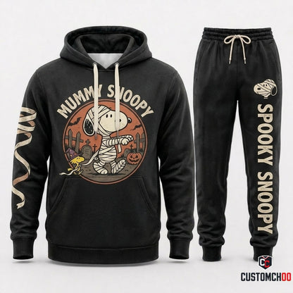 MUMMY SNOOPY - Snoopy & Woodstock Halloween Squad Hoodie & Pants Set - Vintage Cartoon Streetwear