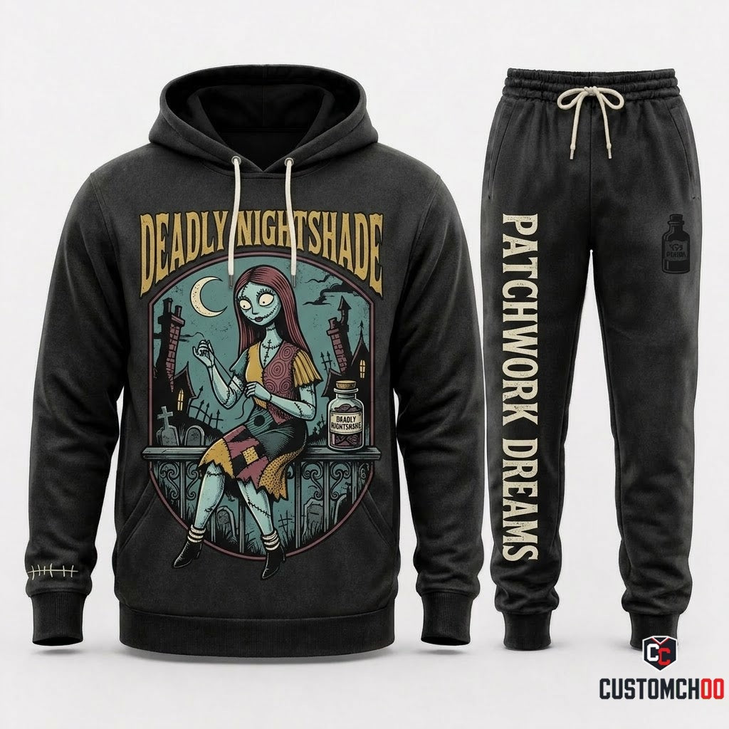 DEADLY NIGHTSHADE - The Nightmare Before Christmas Spooky Hoodie & Pants Set - Vintage Halloween Streetwear