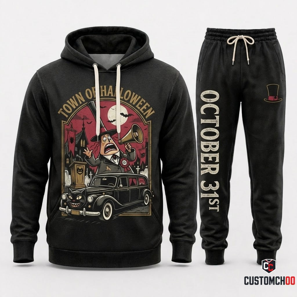 TOWN OF HALLOWEEN - The Nightmare Before Christmas Spooky Hoodie & Pants Set - Vintage Halloween Streetwear