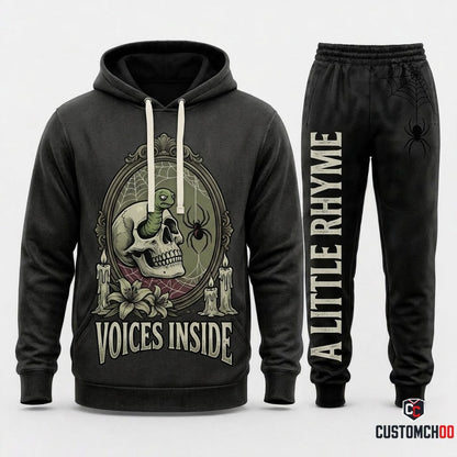 VOICES INSIDE - Corpse Bride Gothic Halloween Hoodie & Pants Set - Vintage Cartoon Streetwear