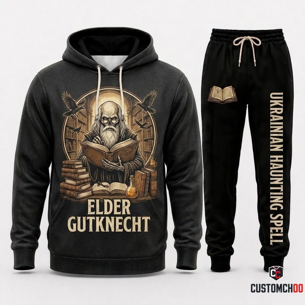 ELDER GUTKNECHT - Corpse Bride Gothic Halloween Hoodie & Pants Set - Vintage Cartoon Streetwear