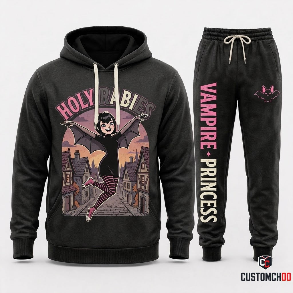 HOLY RABIES - Hotel Transylvania Spooky Monsters Hoodie & Pants Set - Vintage Cartoon Streetwear