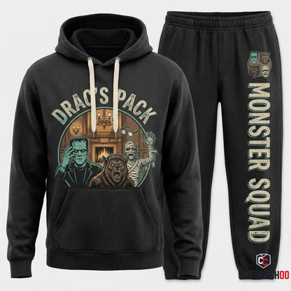 DRAC'S PACK - Hotel Transylvania Spooky Monsters Hoodie & Pants Set - Vintage Cartoon Streetwear