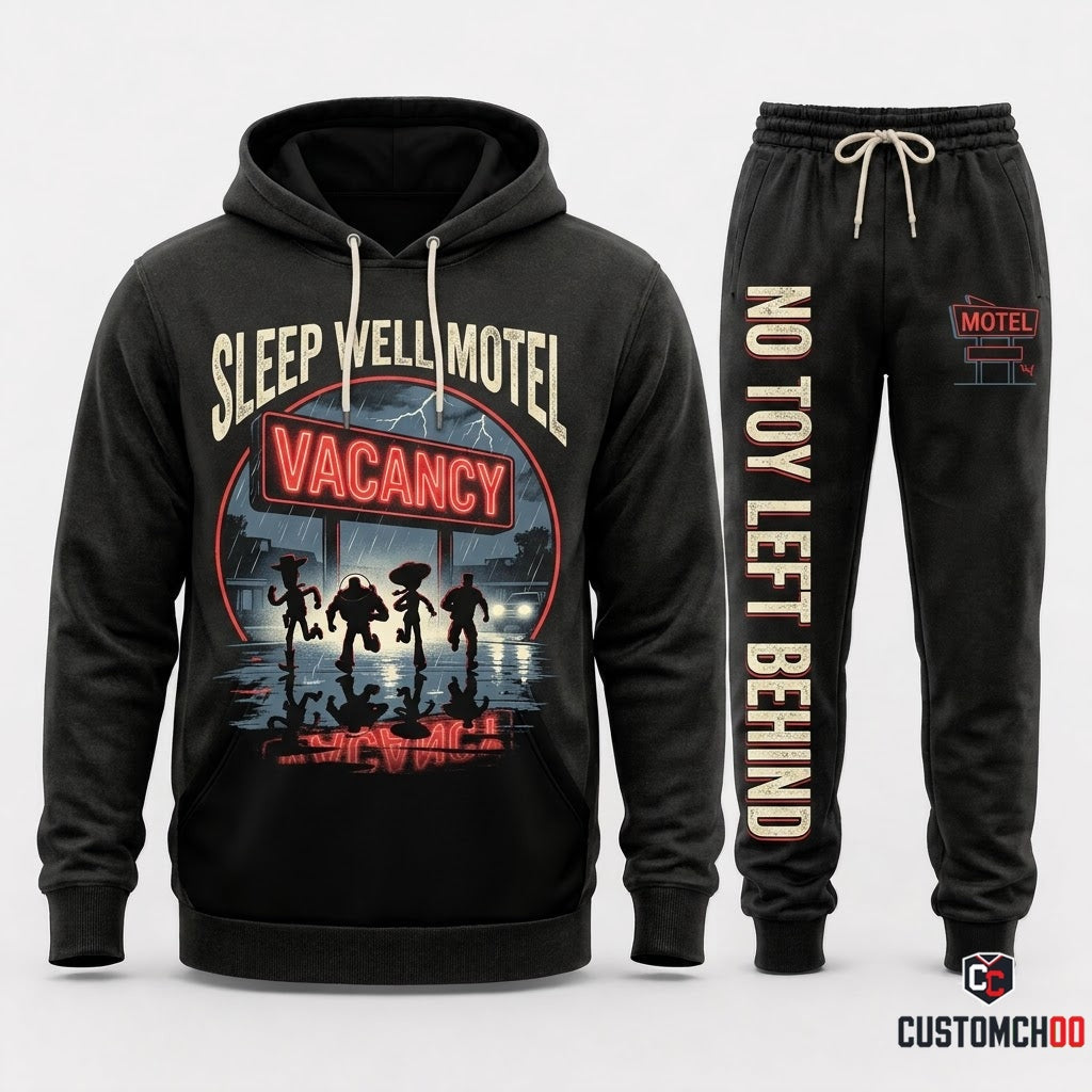 SLEEP WELL MOTEL - Toy Story of Terror Spooky Halloween Hoodie & Pants Set - Vintage Cartoon Streetwear