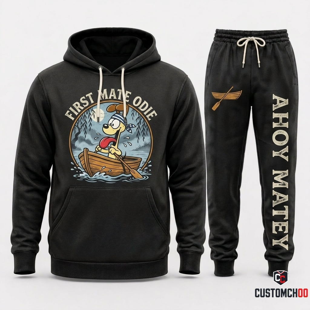 FIRST MATE ODIE - Garfield Halloween Adventure Pirate Hoodie & Pants Set - Vintage Cartoon Streetwear