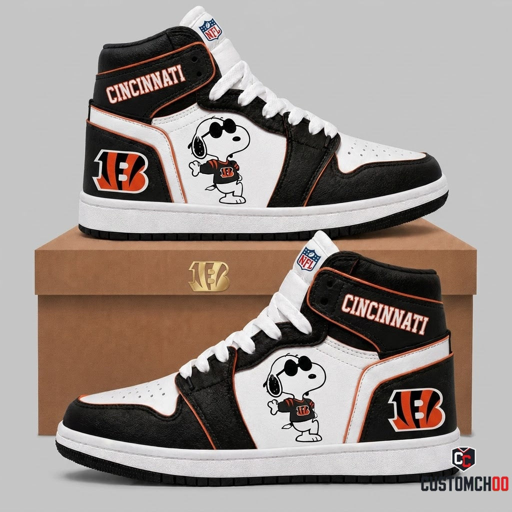 Cincinnati Bengals - Snoopy NFL 32-Team Fan Sneakers | All 32 Football Teams Available