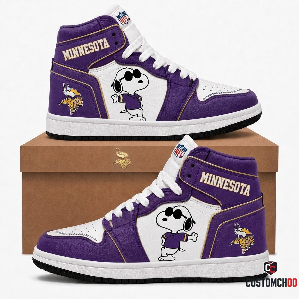 Minnesota Vikings - Snoopy NFL 32-Team Fan Sneakers | All 32 Football Teams Available