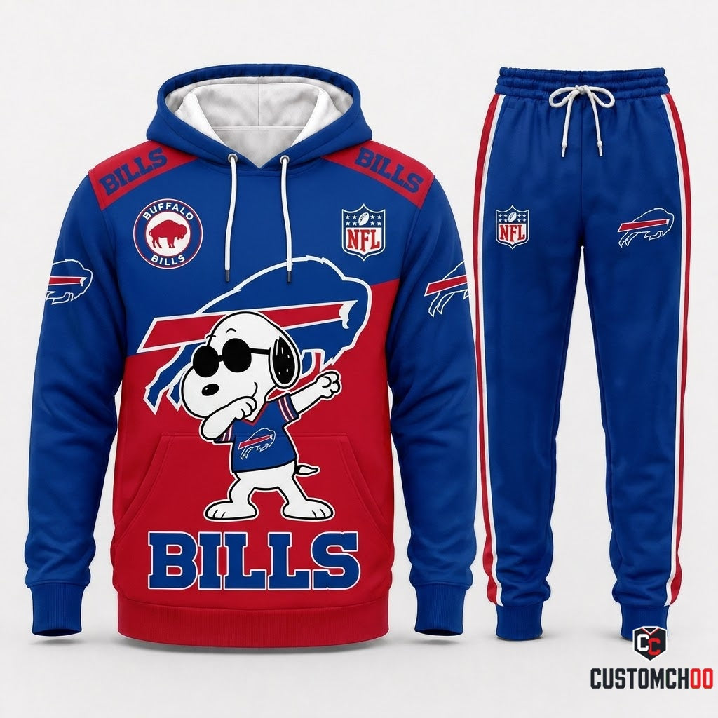 Buffalo Bills - Snoopy NFL 32-Team Fan Tracksuit Set — Hoodie & Jogger Pants