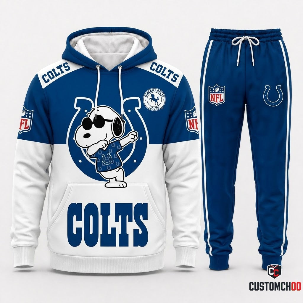 Indianapolis Colts - Snoopy NFL 32-Team Fan Tracksuit Set — Hoodie & Jogger Pants