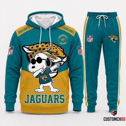 Jacksonville Jaguars - Snoopy NFL 32-Team Fan Tracksuit Set — Hoodie & Jogger Pants