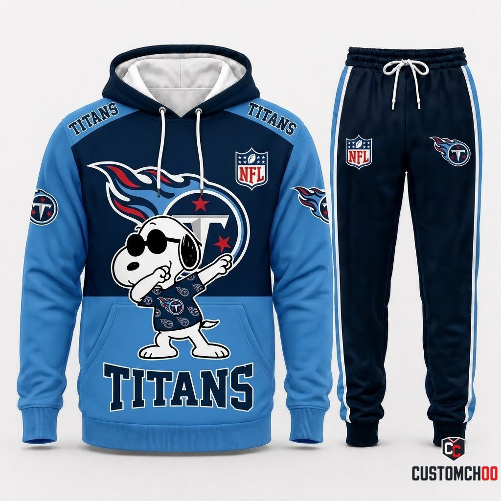 Tennessee Titans - Snoopy NFL 32-Team Fan Tracksuit Set — Hoodie & Jogger Pants