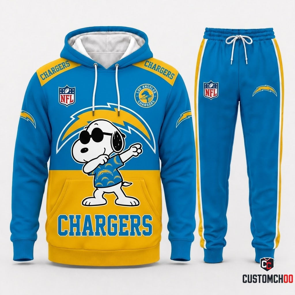 Los Angeles Chargers - Snoopy NFL 32-Team Fan Tracksuit Set — Hoodie & Jogger Pants