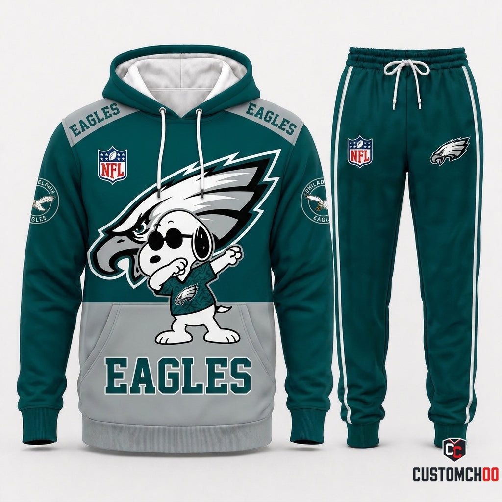 Philadelphia Eagles - Snoopy NFL 32-Team Fan Tracksuit Set — Hoodie & Jogger Pants