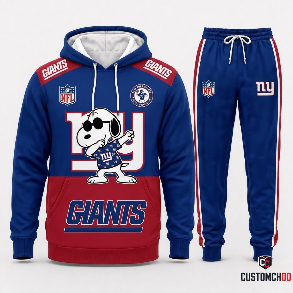 New York Giants - Snoopy NFL 32-Team Fan Tracksuit Set — Hoodie & Jogger Pants