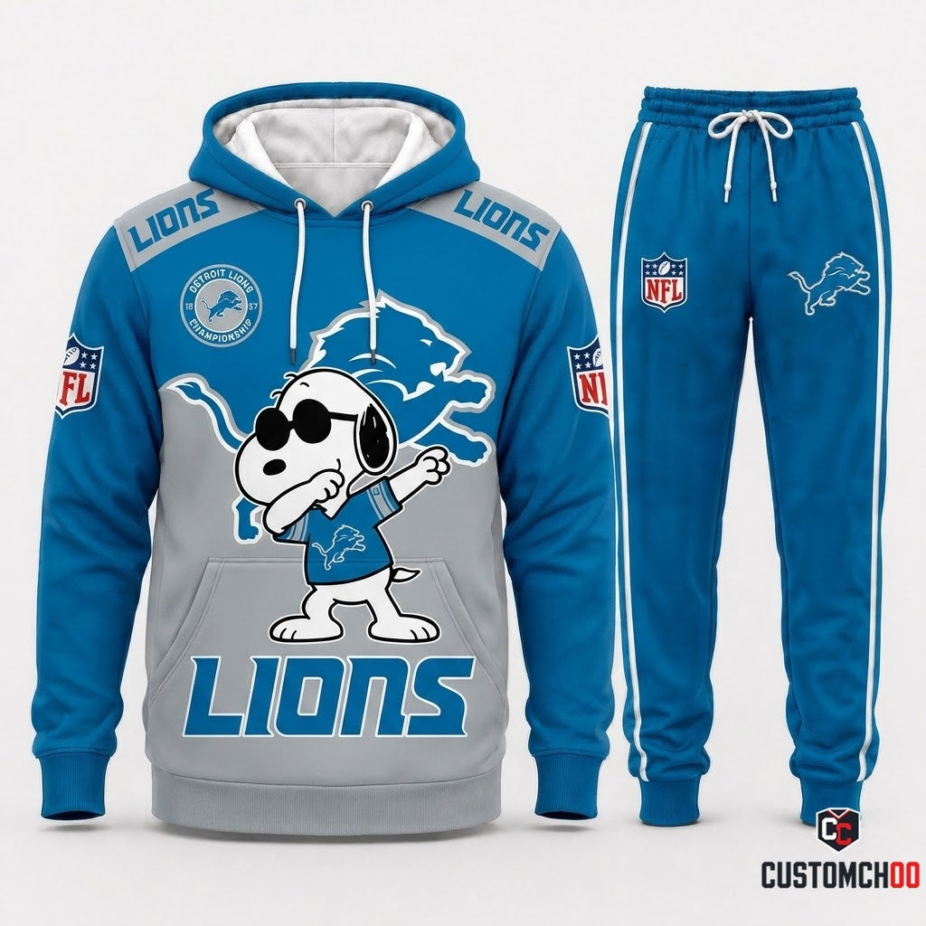 Detroit Lions - Snoopy NFL 32-Team Fan Tracksuit Set — Hoodie & Jogger Pants