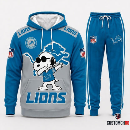Detroit Lions - Snoopy NFL 32-Team Fan Tracksuit Set — Hoodie & Jogger Pants