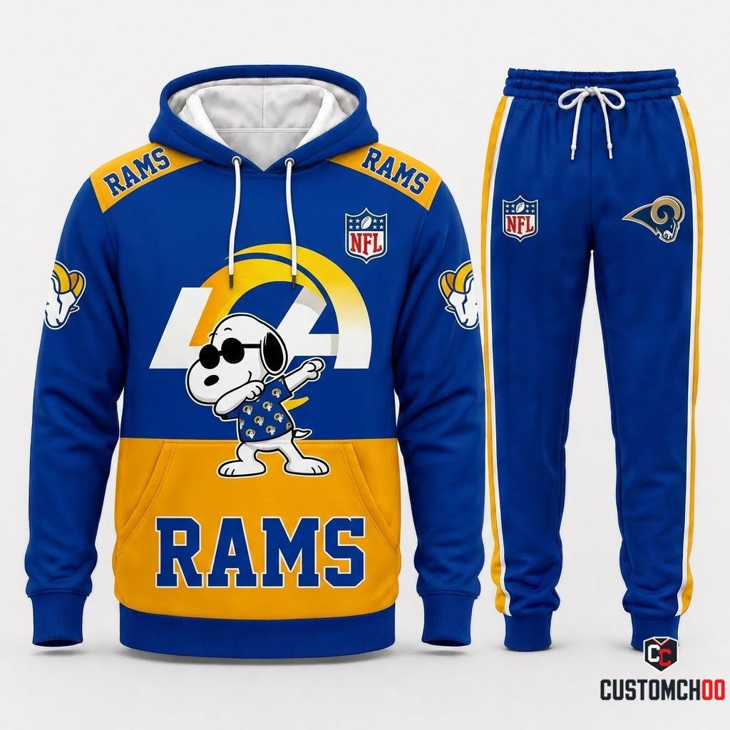 Los Angeles Rams - Snoopy NFL 32-Team Fan Tracksuit Set — Hoodie & Jogger Pants