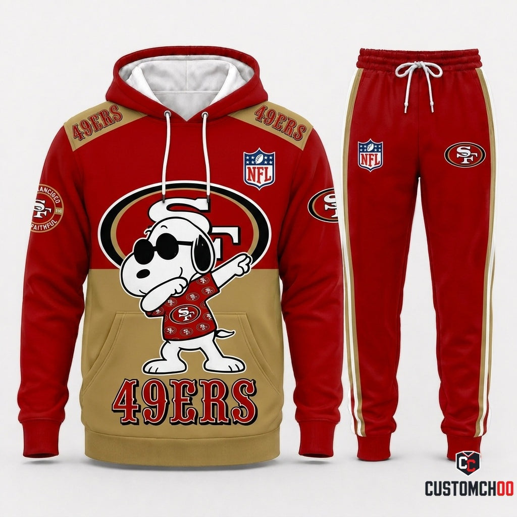 San Francisco 49ers - Snoopy NFL 32-Team Fan Tracksuit Set — Hoodie & Jogger Pants