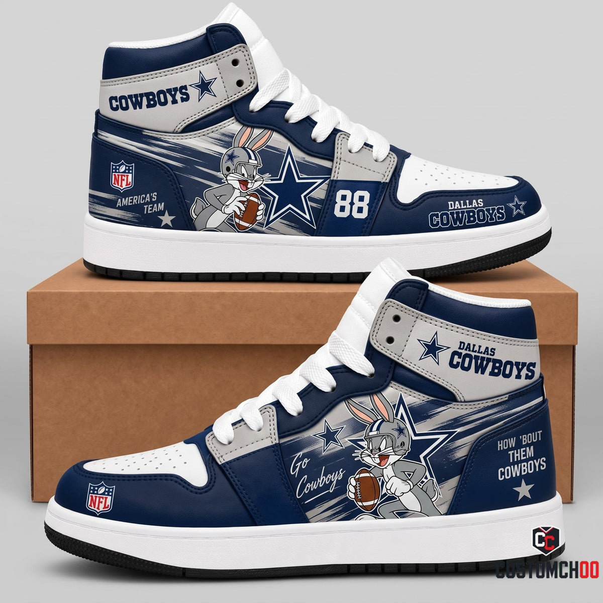 Bug Bunny NFL 32-Team Fan Sneakers | All 32 Football Teams Available