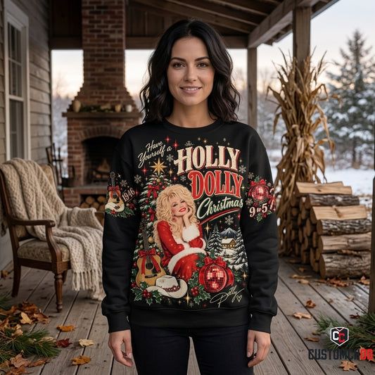 Holly Dolly Christmas Shirt — Dolly Parton Holiday Graphic Tee