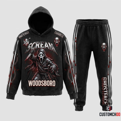 Ghostface - Horror Slashers Solo Vintage Tracksuit Set - Hoodie & Jogger Pants (vintage horror slasher tracksuit set)