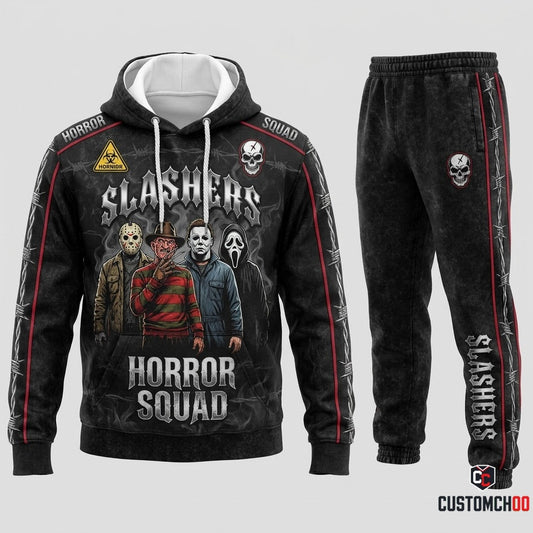 Classic Four - Horror Slashers Squad All-Stars Tracksuit Set - Hoodie & Jogger Pants (horror slasher squad team tracksuit set)