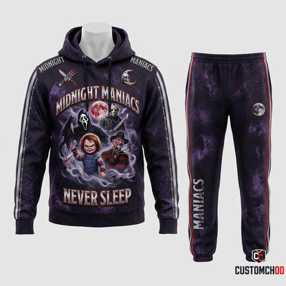 Midnight Maniacs - Horror Slashers Squad All-Stars Tracksuit Set - Hoodie & Jogger Pants (horror slasher squad team tracksuit set)