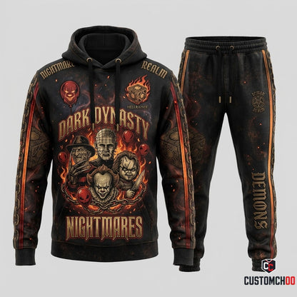 Dark Dynasty - Horror Slashers Squad All-Stars Tracksuit Set - Hoodie & Jogger Pants (horror slasher squad team tracksuit set)