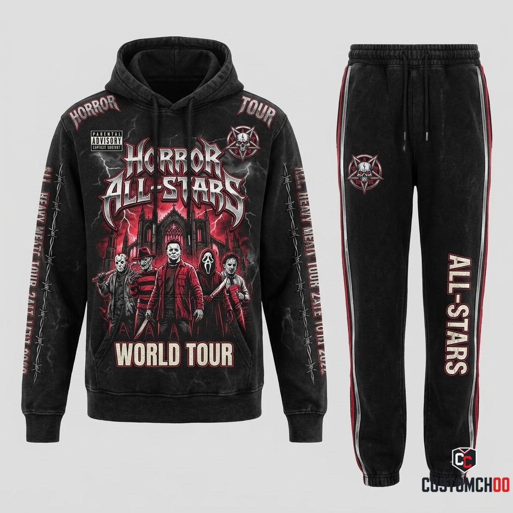 Horror All-Stars - Horror Slashers Squad All-Stars Tracksuit Set - Hoodie & Jogger Pants (horror slasher squad team tracksuit set)