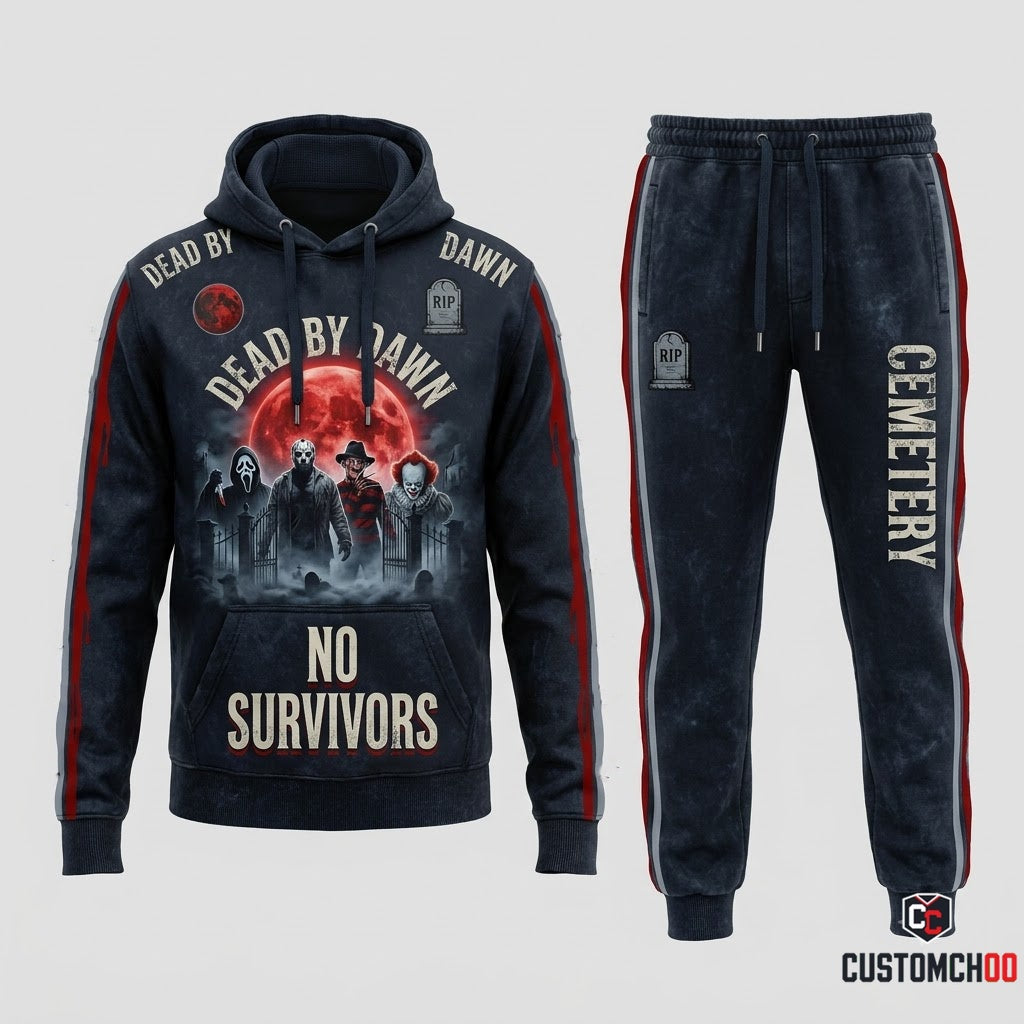 Dead By Dawn - Horror Slashers Squad All-Stars Tracksuit Set - Hoodie & Jogger Pants (horror slasher squad team tracksuit set)