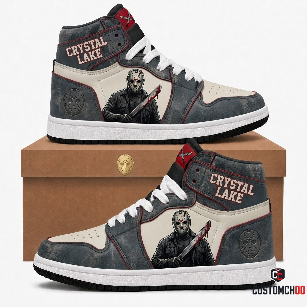 Jason Voorhees - Horror Slashers Solo Vintage Canvas High Top Sneakers (vintage horror slasher canvas high top sneakers)