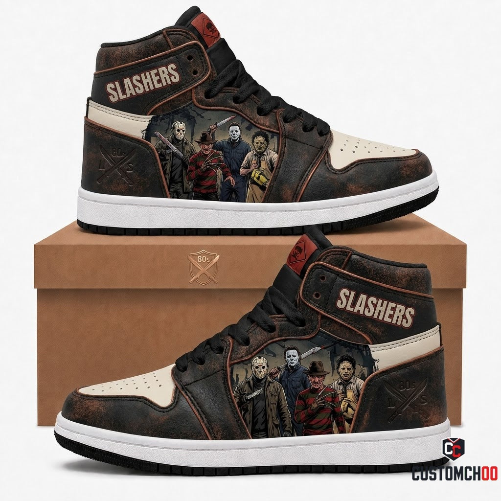 Golden 80s - Horror Slashers Squad All-Stars Canvas High Top Sneakers (horror slasher squad team canvas high top sneakers)