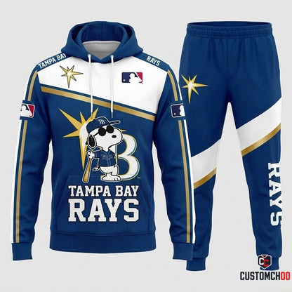 Tampa Bay Rays - Snoopy MLB 30-Team Fan Tracksuit Set - Hoodie & Jogger Pants (Snoopy baseball fan tracksuit hoodie and pants set)