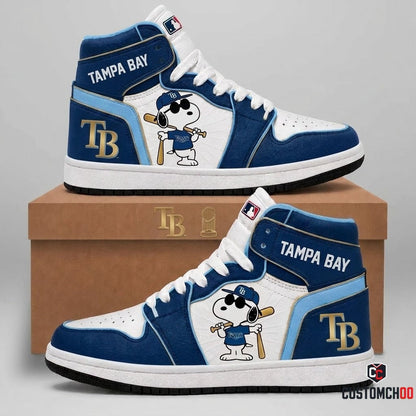Tampa Bay Rays - Snoopy MLB 30-Team Fan Canvas High Top Sneakers (Snoopy baseball fan canvas high top sneakers)
